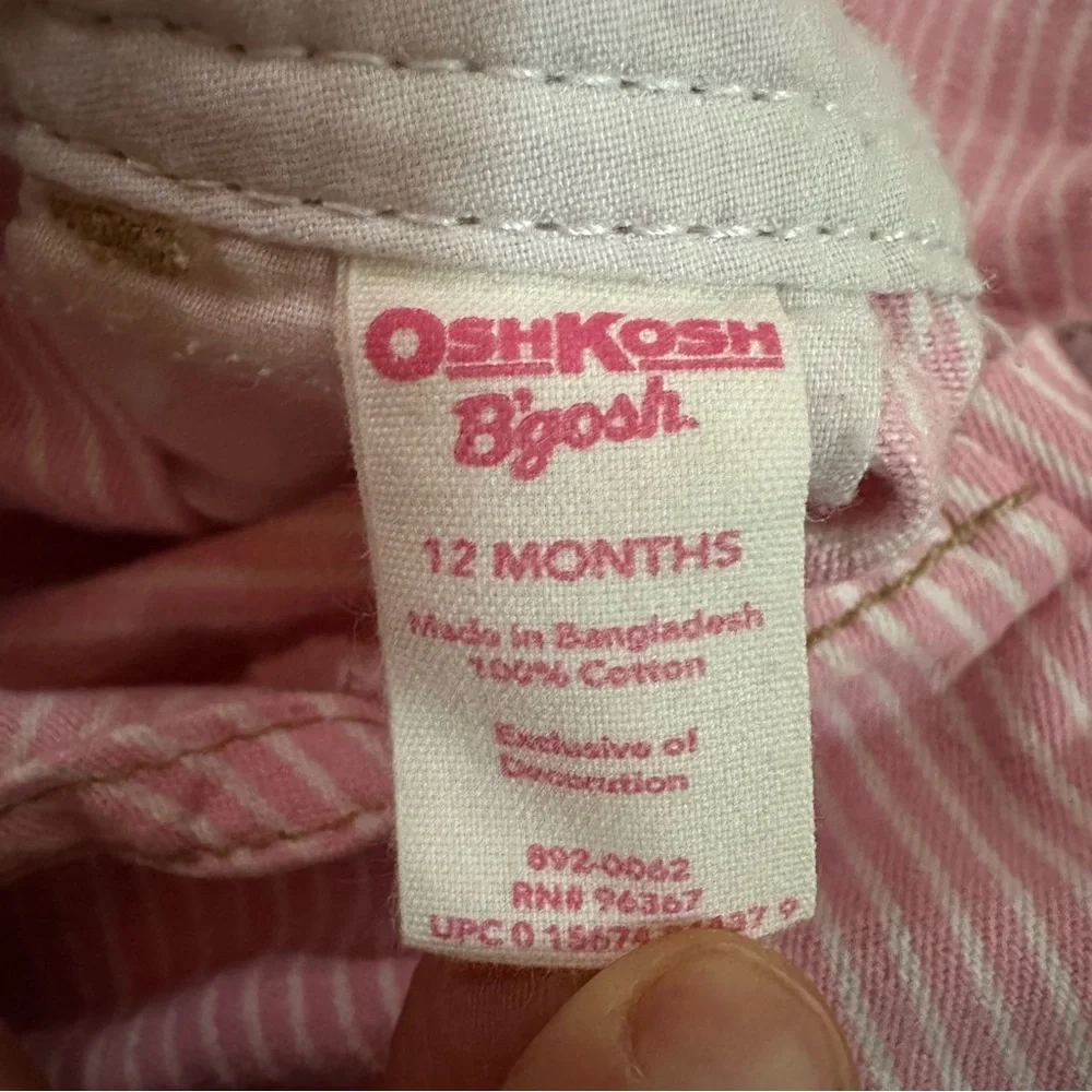 OshKosh B’gosh Pink Stripe Butterfly Overalls‎ - 12 months